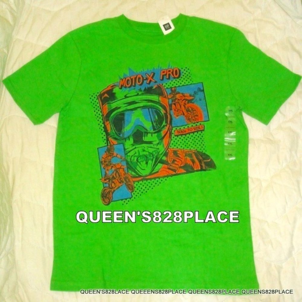 Nwt Gap Boys 14-16 XXL Green Moto Pro Tee Shirt